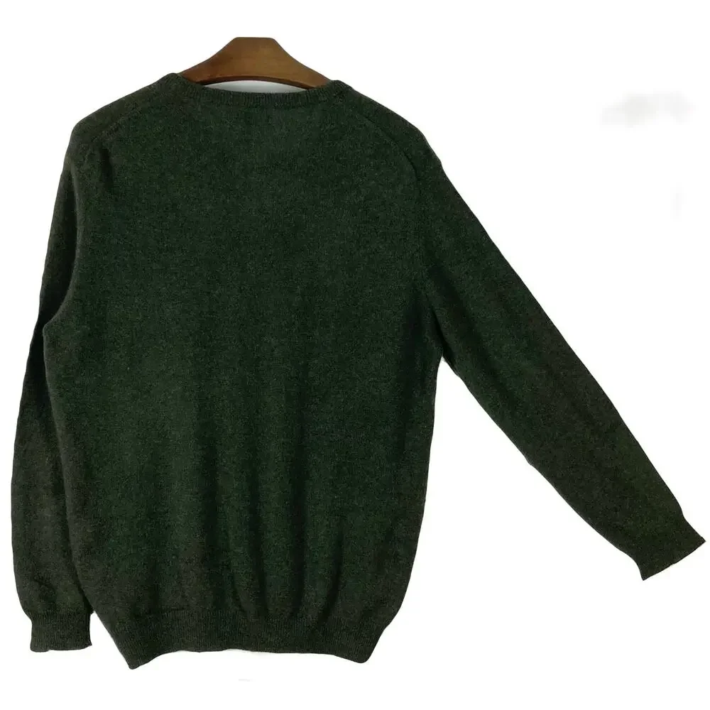 NWOT CASHMERE CLUB ROOM LUXURY Sweater Men L Cashmere Green V-Neck Ribbed Trim